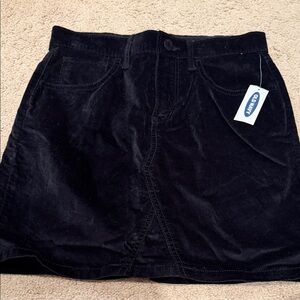 Old Navy Black velvet denim style Mini Skirt sz 10/12 nwt